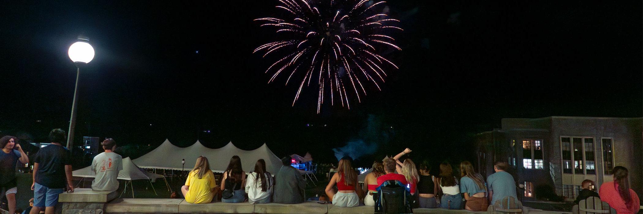 Image of fireworks at the annual community block party that begins the academic year.